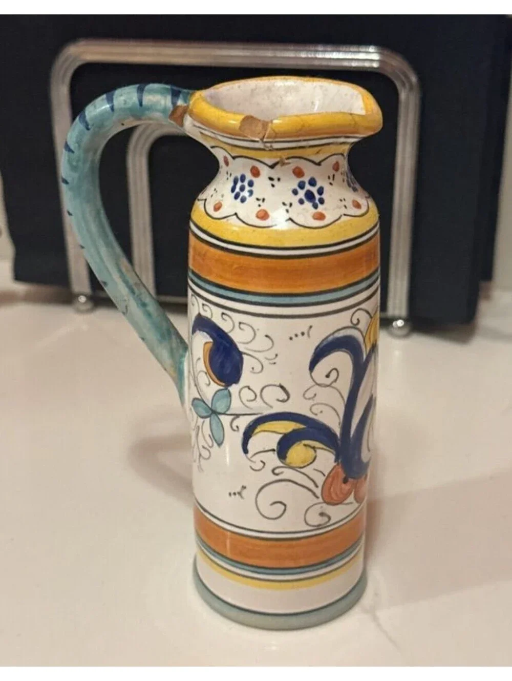 Vintage Cottura Italian Handpainted Ceramic Salt & Pepper Shakers Mini Pitcher